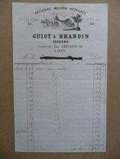 Fattura Guiot & Brandin Loueurs Ancienne Maison Degrange Carrozze Calessi '800