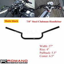 Manubrio Pullback Nero Opaco 7/8" 22mm per Harley Cafe Racer Chopper Clubman