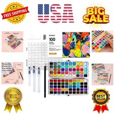 Set Pittura Acquerello 100 Colori,Confezione da 50 Regolari, 35 Metallizzati, 10 Macaron a...