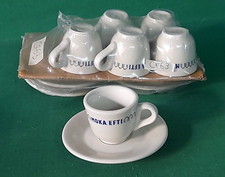SET 6 TAZZINE PIATTINI CAFFÈ ESPRESSO MOKA EFTI IN PORCELLANA ACF VINTAGE. CF63