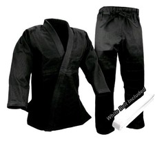 Kimono nero tinta unita brasiliano Jiu Jitsu Gi taglia A3 BJJ Kimono BJJ Gi tessuto tessuto tessuto perlato 