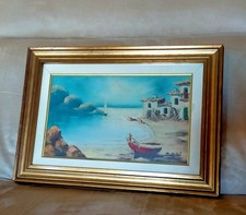 Dipinto olio su tela paesaggio Marino 