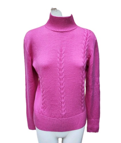 Pullover dolcevita rosa trecce