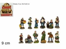 Set 12 Pezzi Pastori Presepe In Resina Assortiti 9cm Decoro Natale dfh