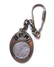 PORTACHIAVI VINTAGE AEPI PIZZAMATIC CON MONETA 10 LIRE GETTONE SPESA - C53