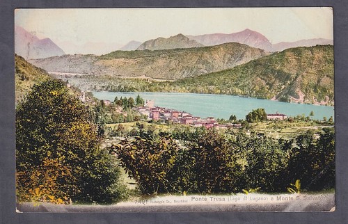 Cartolina ponte tresa lago - ponte, di