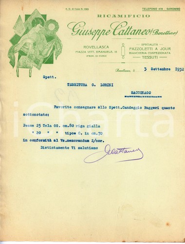 1932 rovellasca ricamificio - rovellasca,
