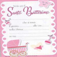 20 INVITI SANTO BATTESIMO ROSA