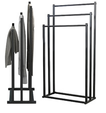 Porta Asciugamani da Terra Bagno in Metallo Nero 3 Bracci Stile Loft Moderno