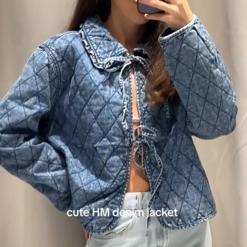 Giacca denim corta trapuntata