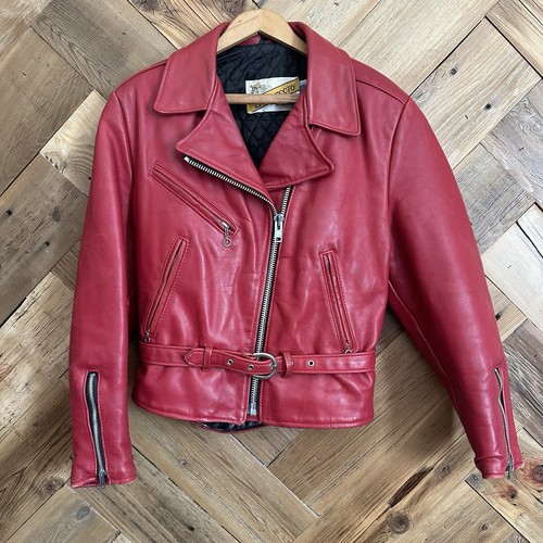 Giacca moto pelle rossa schott - pelle,