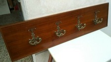 Attaccapanni vintage legno ottone ingresso soggiorno appendi abiti 120x30 