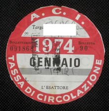 A.C.I. Bollo Auto - 1974 -