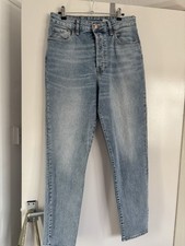 Jeans mamma H&M blu lavaggio chiaro vita ultra alta gamba dritta 27” interno gamba UK 12