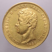 50 LIRE 1836 TORINO QSPL R - CARLO ALBERTO - PERIZIA NIP GRIMOLDI