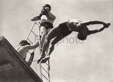 1936 Vintage Berlino OLIMPIADI Maschio Alta Diving Filmazione Foto Arte LENI RIEFENSTAEL