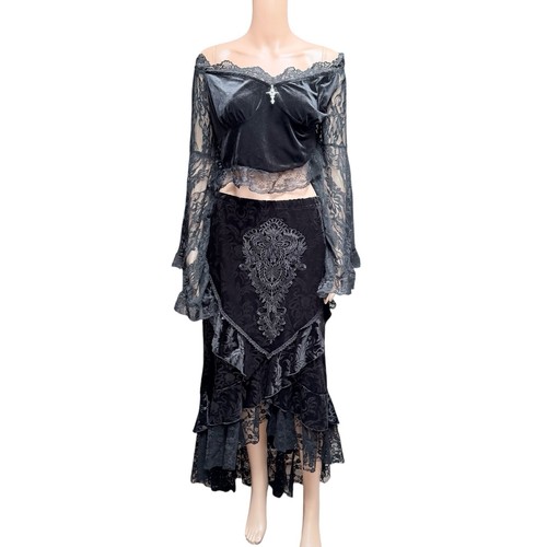 Set gonna strega velluto nero