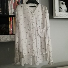 Camicetta Zara bianca stampa occhiali Collo alla coreana camicia donna blusa top