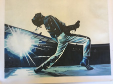 Dipinto olio fatto a mano Freddie Mercury riproduzione su tela performance iconica