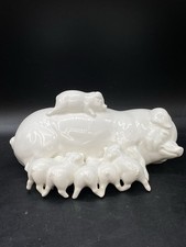 Mama Pig Nursing Piglets White