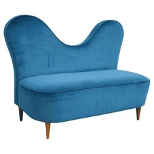 Italian Turquoise Velvet Sofa