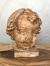 Scultura testa di putto in gesso da recupero