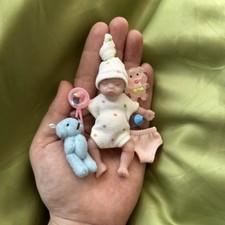 Mini bambola silicone baby reborn 8 cm bambina micro prematuro morbida vera piccola con panno