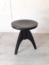 SGABELLO DA PIANOFORTE IN LEGNO REGOLABILE LACCATO NERO DEGLI ANNI 50