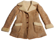 Giacca cappotto vintage North Beach pelle hippie shearling punto frusta taglia 11/12