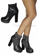 Scarpe donna Stivali Stivaletti boots Tronchetti Tacco alto fibbia 686