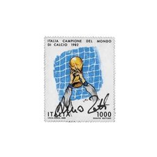DINO ZOFF Francobollo Autografato Autografo 1.000 Lire Mondiali 82 Calcio PROOF