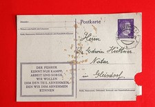 1944 cart.  pt. 6 p. viola scuro del reich effige di hitler da st. margaretan a