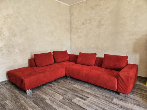 Divano angolare rosso