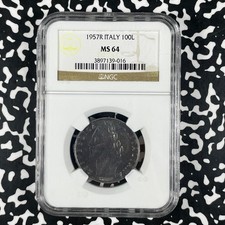 1957-R Italy 100 Lire NGC MS64