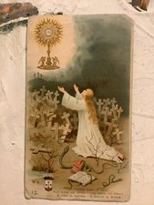 Santino antica cromolitografia lega eucaristica n. 6 preghiera ai piedi di Gesù