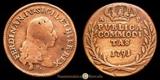 Italia - Ferdinando IV. 3 Tornesi. (8,63 g.). Nápoles. 1791. MIR-394/6. MBC. Es