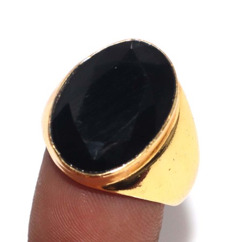 Anello uomo placcato oro onice