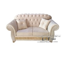 Divano 2 posti rete e materasso Chesterfield moderno ecopelle o velluto  qualsia