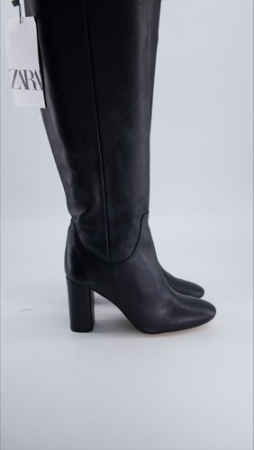 Stivaletto zara pelle nero - pelle, 37