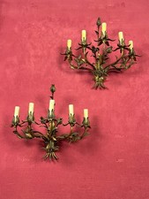 Set due lampade da muro francesi in ferro battuto, anni '50