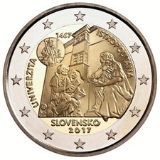 SLOVACCHIA 2017 - 2  EURO COMMEMORATIVO UNIVERSITA' ISTROPOLITANA FDC UNC ROLLS