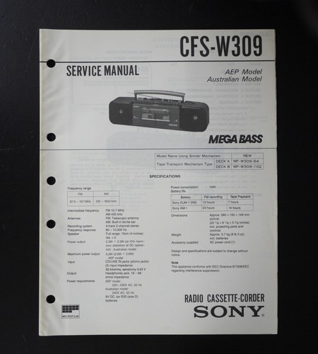 Originale sony cfs w309 radio - originale,