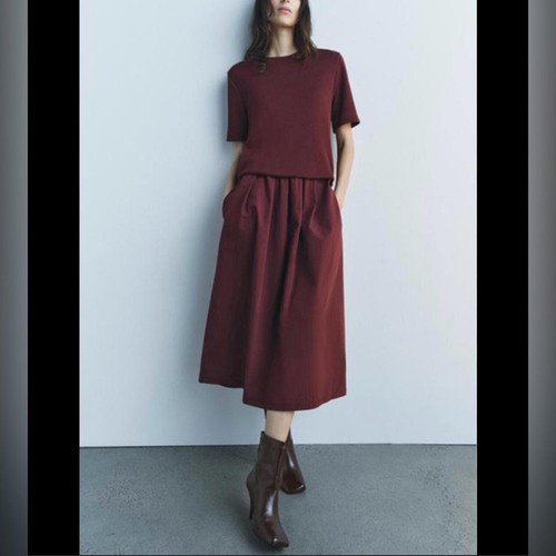 Zara burgundy cotton midi