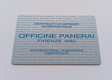 PANERAI Garanzia Warranty Card