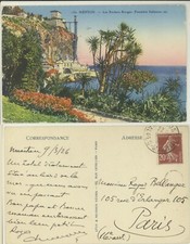 MENTONE -IMPERIA -LES ROCHERS ROUGES FRONTIERA ITALIANA 1926 CARTOLINA