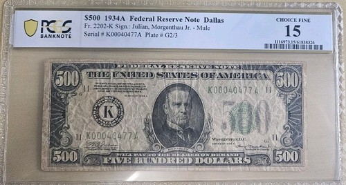 1934a banconota 500 dollari - 1934a,