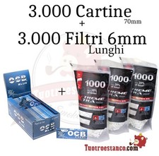 3.000 Cartine OCB Blue 70 mm +