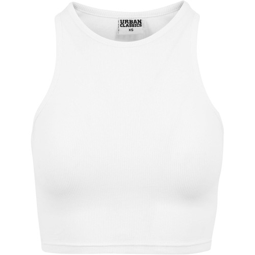 Ladies cropped rib top - cropped, white