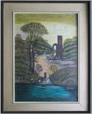 ARTE NAIF paesaggio sul fiume