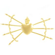 Cuore Madonna Addolorata in Ottone Dorato per Statue 12,5x16 cm Made in Italy